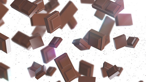 pieces of chocolate raining from the sky